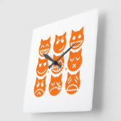 Horloge Carrée Les 9 vies du chat Emoji (Angle)