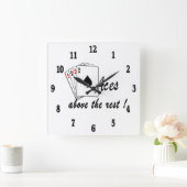 Horloge Carrée Les accès au-dessus du reste blanc (Maison)