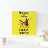 Horloge Carrée Les Amateurs De Fromage Et De Vins (Maison)