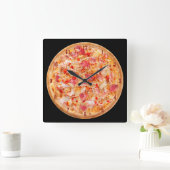 Horloge Carrée Les amoureux de la PIZZA (Maison)