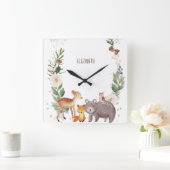 Horloge Carrée Les animaux des bois (Maison)