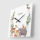 Horloge Carrée Les animaux des bois (Angle)
