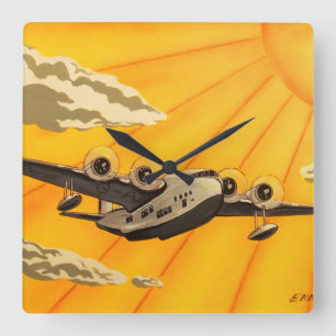 Horloge Carrée Les années 1930 élégantes d'avion d'art déco ont