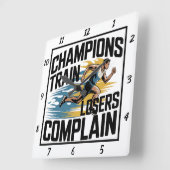 Horloge Carrée Les Champions Train Losers Plaindent Runner (Angle)