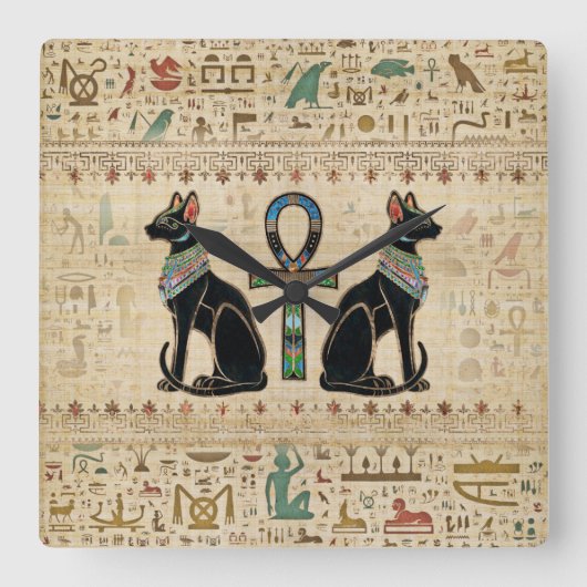 Horloge Carrée Les Chats d'Egyptian (Recto)