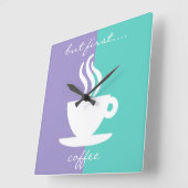 Horloge Carrée Les clocks de Trendy Funny Coffee Theme Kitchen (Angle)