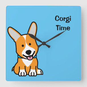 Horloge Carrée Les Corgis de corgi poursuivent le Pembroke