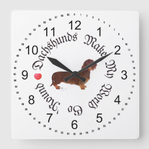 Horloge Carrée Les Dachshunds Font Mon Monde