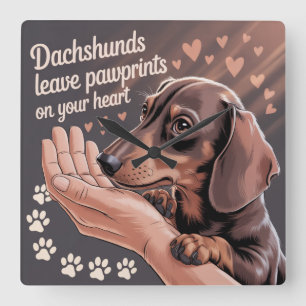 Horloge Carrée Les Dachshunds Laissent des Empreintes de Patte su