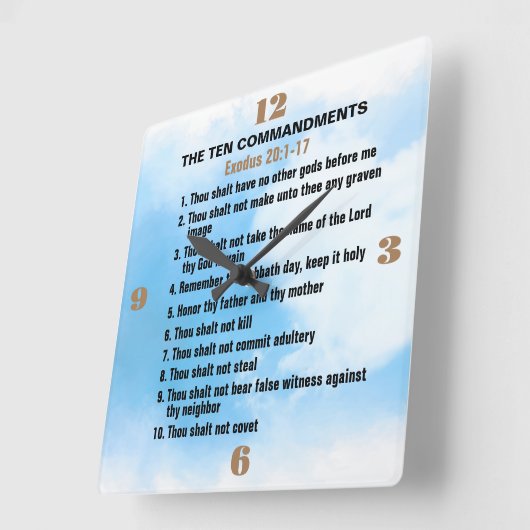 Horloge Carrée Les dix commandements (Angle)