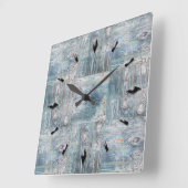 Horloge Carrée Les éléments de patchs texturés en bois design nat (Angle)