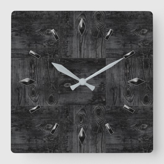 Horloge Carrée Les éléments de patchs texturés en bois design nat (Recto)