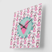 Horloge Carrée Les Filles Se Rendre À Des Endroits (Angle)