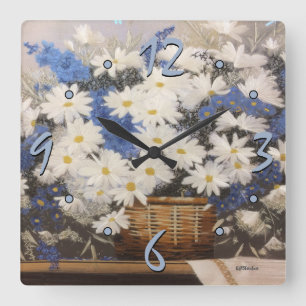 Horloge Carrée Les Fleurs Daisies L'Art Floral Fabral