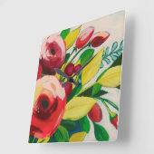 Horloge Carrée Les fleurs vivaces (Angle)