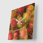 Horloge Carrée Les fruits du rambutan au marché de Can Duoc (Angle)