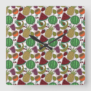 Horloge Carrée Les Fruits sautés   Fruit surface pattern 25