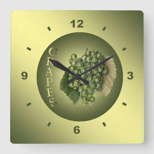 Horloge Carrée Les Grapes Blanches (Recto)