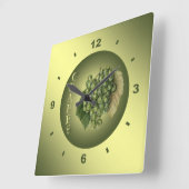 Horloge Carrée Les Grapes Blanches (Angle)