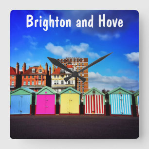 Horloge Carrée Les huttes de plage d'été de Brighton et de Hove c