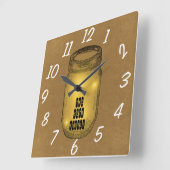 Horloge Carrée Les lucioles de Mason Jar (Angle)