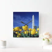 Horloge Carrée Les monuments | Washington Monument au printemps (Maison)