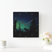 Horloge Carrée Les orignaux silhouettent dans le Twilght (Maison)