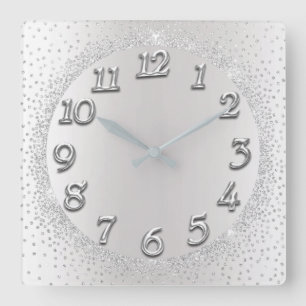 Horloge Carrée Les parties scintillantes de confettis de cristaux