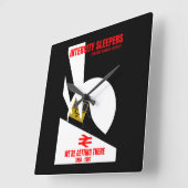 Horloge Carrée Les passionnés de train ferroviaire britannique (Angle)