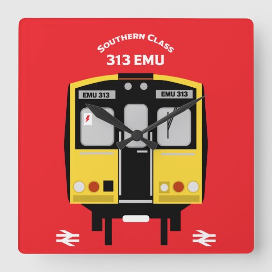 Horloge Carrée Les passionnés de train ferroviaire britannique (Recto)