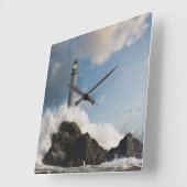 Horloge Carrée Les phares | Phare Avec Vagues De Crise (Angle)