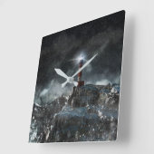 Horloge Carrée Les phares | Phare dans la tempête (Angle)