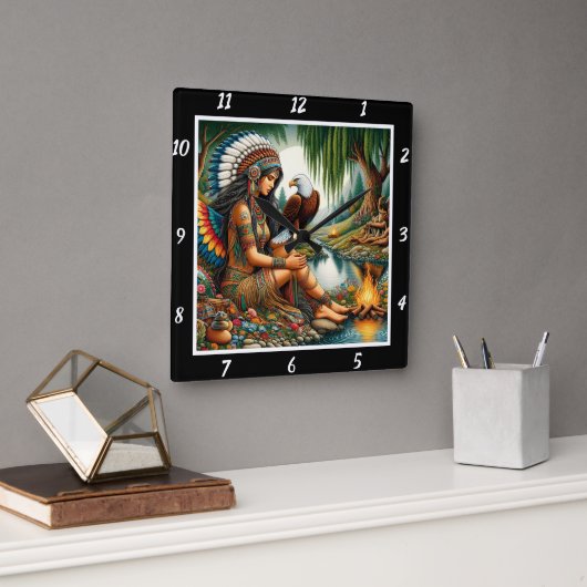 Horloge Carrée Les pics autochtones : le fouet de la forêt d'Aigl (Bureau)