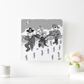 Horloge Carrée Les pirates jardinent à l'aide d'une jambe en bois (Maison)
