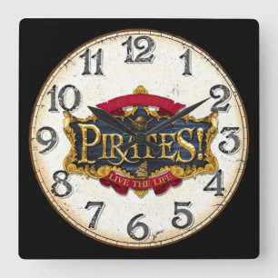 Horloge Carrée Les pirates vivent la vie