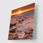 Horloge Carrée Les piscines à marée au coucher du soleil, Califor (Angle)