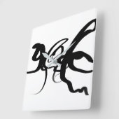 Horloge Carrée Les Plongeurs : Noir et Blanc Abstrait (Angle)