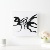 Horloge Carrée Les Plongeurs : Noir et Blanc Abstrait (Maison)