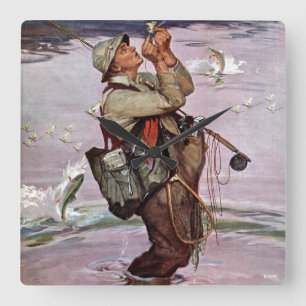 Horloge Carrée Les poissons sautent