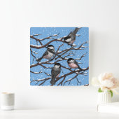 Horloge Carrée Les poulets en hiver (Maison)