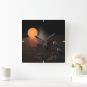 Horloge Carrée Les Sept Planètes De Trappist-1 En Orbite Autour D (Maison)