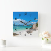 Horloge Carrée Les Seychelles (Maison)