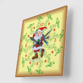 Horloge Carrée Les Skates de Santa (Angle)