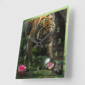 HORLOGE CARRÉE LES TIGRES DE LA PAIX SAUVAGE (Angle)