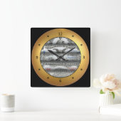 Horloge Carrée Les USA roulés Currency~Silver (Maison)