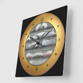 Horloge Carrée Les USA roulés Currency~Silver (Angle)