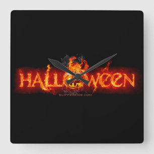 Horloge Carrée Les yeux brillants du citrouille Halloween de Slip