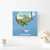 Horloge Carrée Lesotho Afrique du Sud poster de ski (Maison)