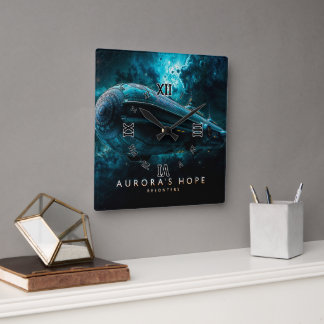 Horloge Carrée L'espoir d'Aurora, voyage cosmique par Xzendor7