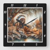 Horloge Carrée L'Esprit autochtone : le Whisper de la pierre de c (Recto)